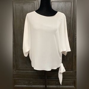 Vintage Joy Sheer White blouse with left side tie-up size Medium